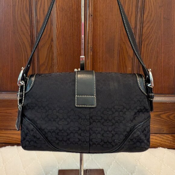 Coach 1444 Small Vintage Black Soho Flap Y2K Signature C Canvas Shoulder/Tote - Picture 3 of 13